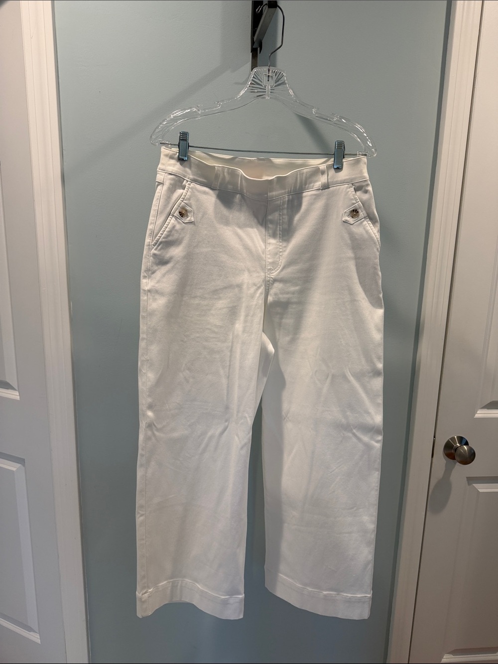SPANX White Cropped Wide-Leg Ankle Jeans